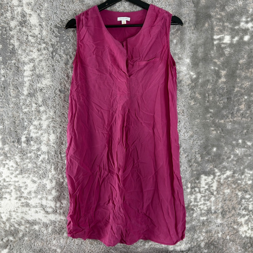 Garnet Hill Size 6 100% Silk V-Neck Sleeveless Shift Dress Pink Sleeveless Women